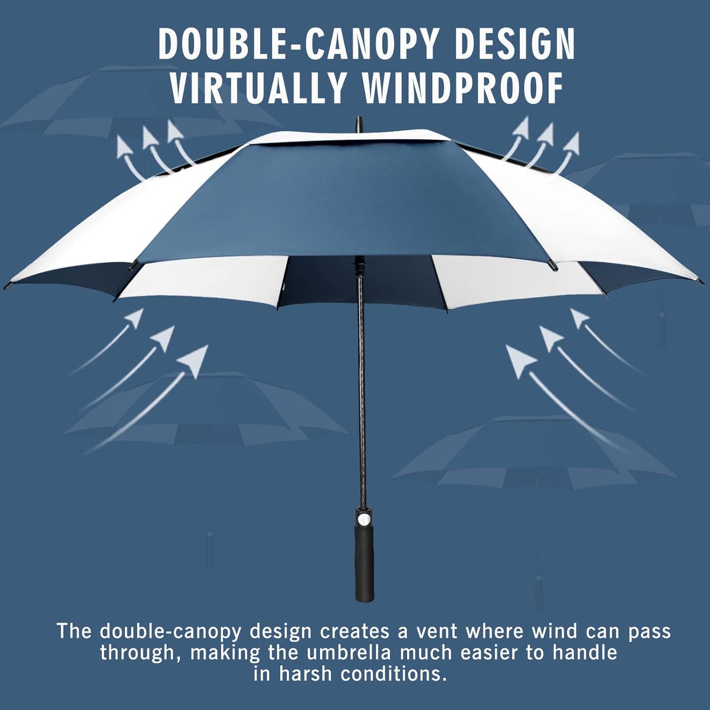 ZOMAKE Golf Umbrella Windproof, Extra Large Oversized Heavy Duty Double Canopy for Rain, Sports Games & Push Cart(51/54/62/68/72Inch)