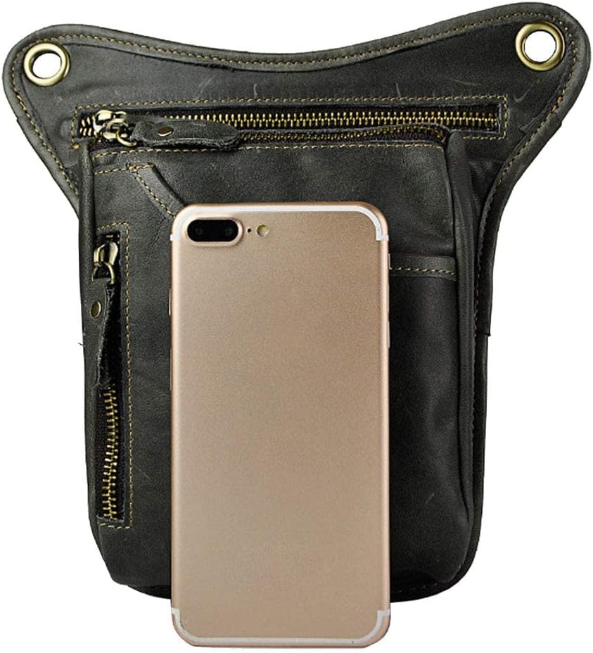 Leather Waist Pack Drop Leg Bag for Men Women Belt Bumbag Multi-Purpose Motorcycle Bike Outdoor Sports Tactical Cycling Riding Hiking Camping Pouch