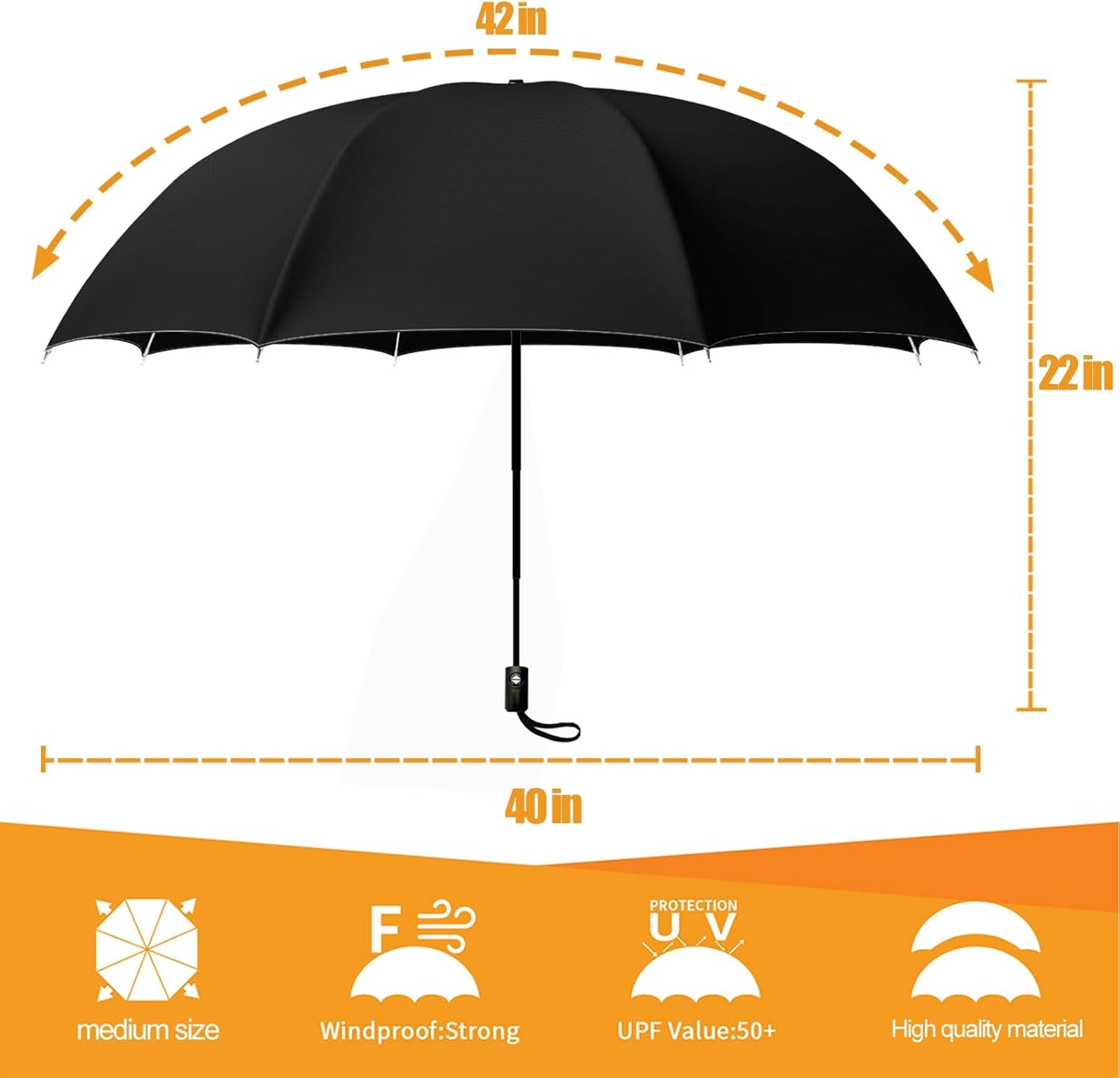 Small Compact Travel Automatic Folding Umbrella for Women, Portable Lightweight, Rain, Wind, UV Sun Shade