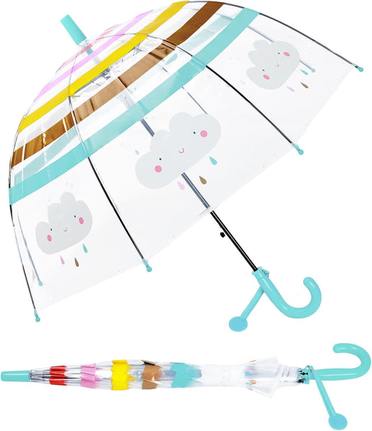 Kids Umbrella Clear Bubble Umbrellas for Rain,Transparent Dome Safety Windproof Umbrella with Easy-Grip Hook Handle for Toddler Girls and Boys