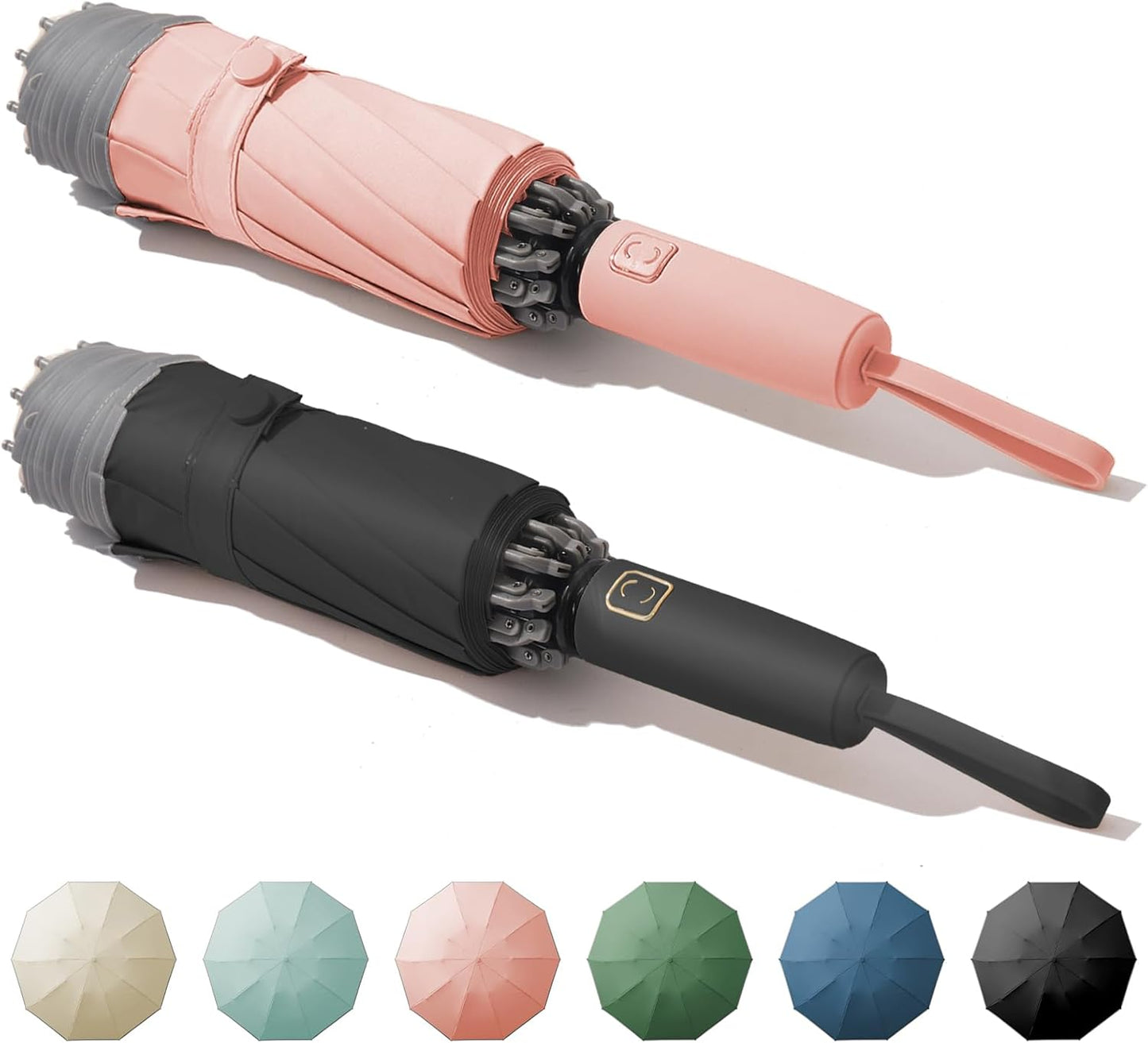 Windproof Travel Umbrella for Rain, Large Portable Reverse Folding Car Umbrella, Inverted Design, Compact Auto Open Close with Durable Waterproof Canopy, Fits Backpack/Women Men, 45.6 Inch