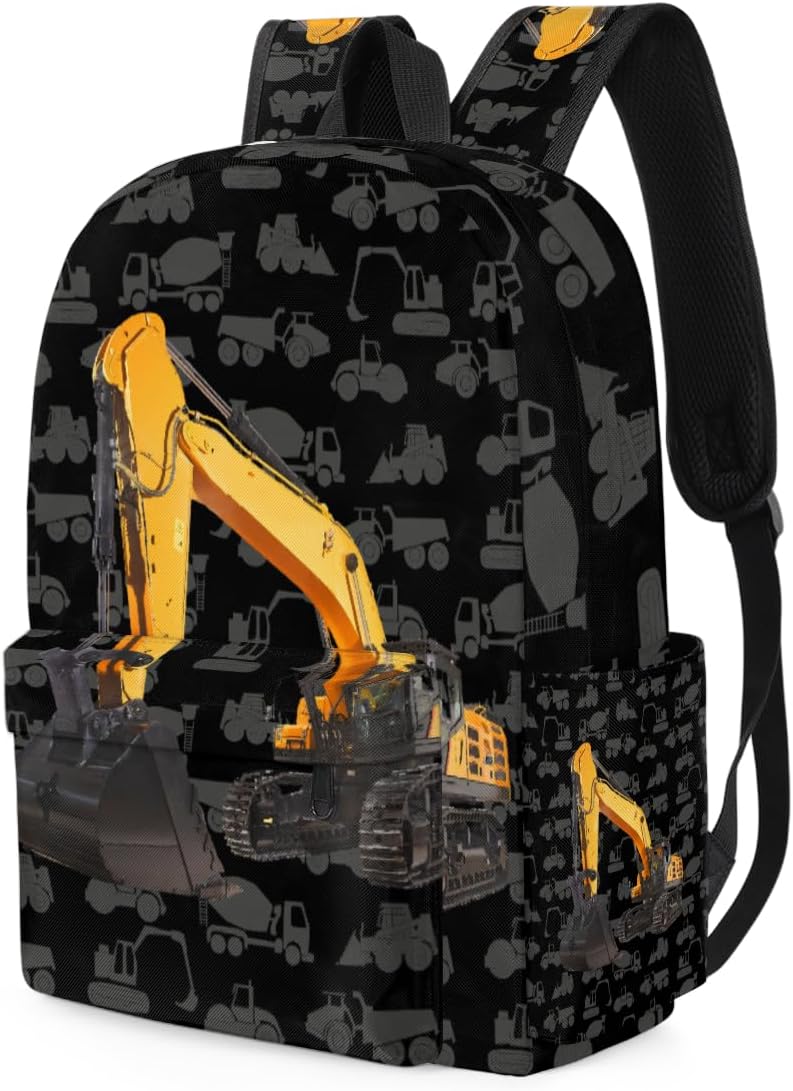Excavator Truck Kids Backpack for Boys Girls Cool Car Preschool Toddler Backpack Kindergarten Nursery Bookbag Travel Children Lightweight School Bag