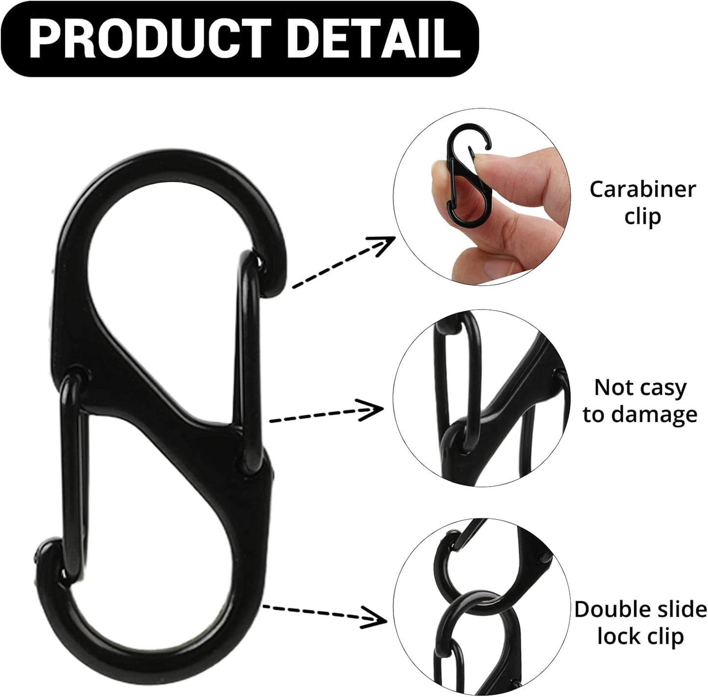 18 Anti-Theft Zipper Locks - Small S-Shaped Buckle, Suitable for Luggage and Backpack, Double-Opening Zipper Carabiner, Suitable for Travel and Camping.