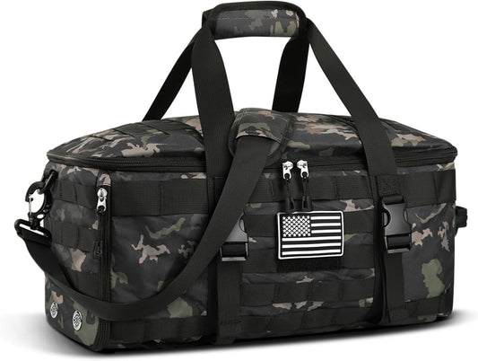 ETRONIK Gym Bags for Men, Tactical Duffle Bag Backpack with Shoe Compartment, 3 in 1 Carry on Bag Travel Backpack with Wet Pocket, Weekender Overnight Range Bag for Workout Football Gym, Camouflage