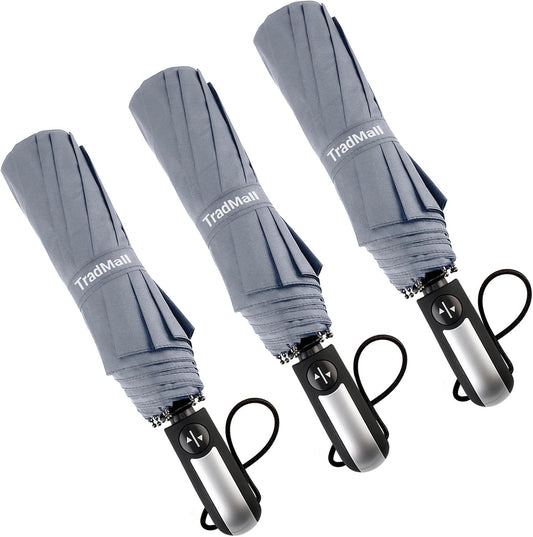 TradMall 3 Pack Travel Umbrella Windproof Portable 46/56 Inches Large Canopy Auto Open & Close