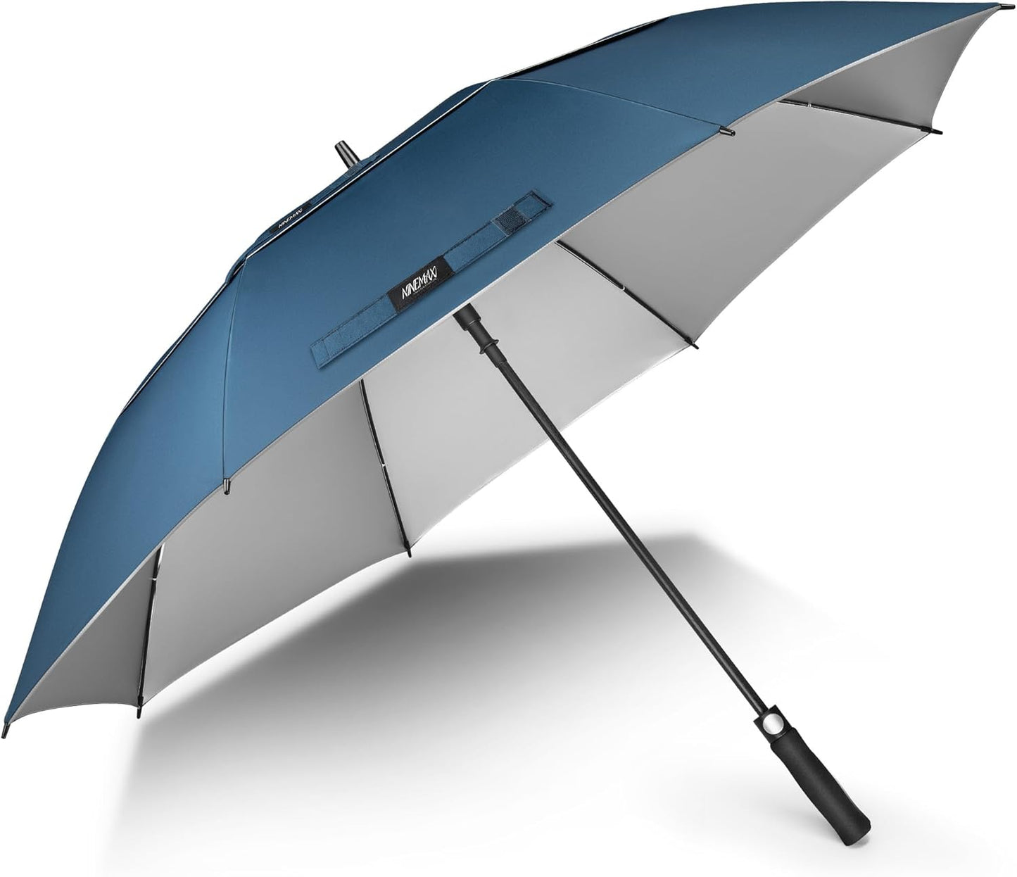 NINEMAX UV Protection Golf Umbrella 62/68 Inch, Sun Umbrellas UV Blocking UPF 50 for Rain Windproof Auto Open Vented Double Canopy
