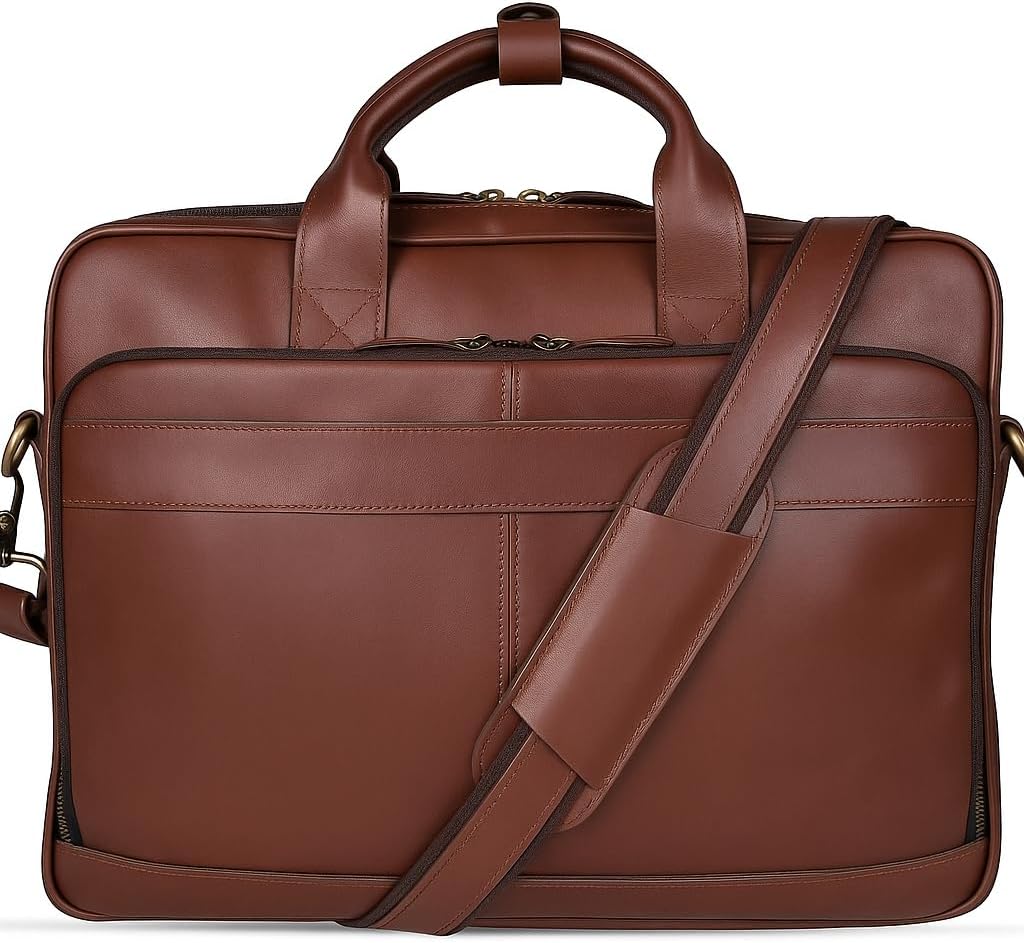 16" Leather Laptop Bag for Men and Women - Meeting Bag / Briefcase
