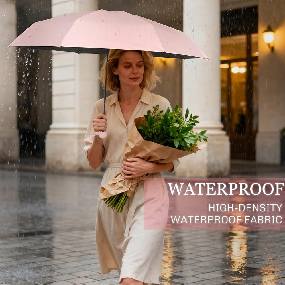 TOPSAIL Mini Umbrella Compact for Travel, UV Sun Protection(UPF50+), Waterproof for Light Rain, Suitable for Women & Kids With a Case, Manual Folding Small Pocket Size Ufor Backpack/Purse