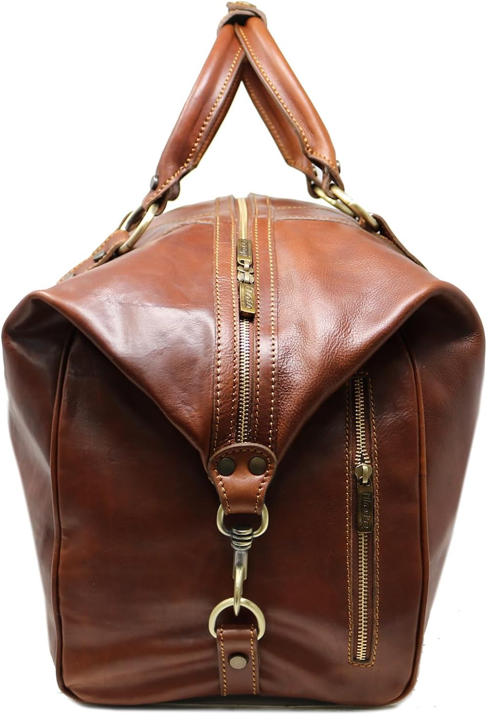 Floto Roma Travel Bag Saddle Brown Large Italian Leather Weekender Duffle