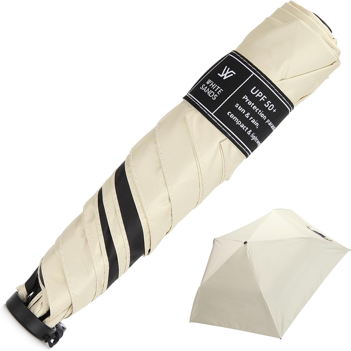 WHITE SANDS MOJA Ultralight Travel Umbrella Compact, Foldable, UPF 50+ Sun Protection LUNOA