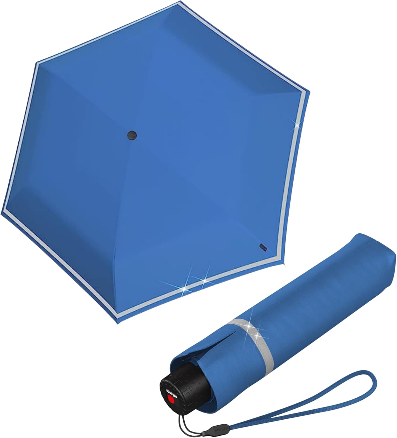 Knirps Rookie Manual Rain Umbrella for Elementary and Middle School Kids – 35.4" Canopy with Reflective Safety Stripe, Carrying Case Included