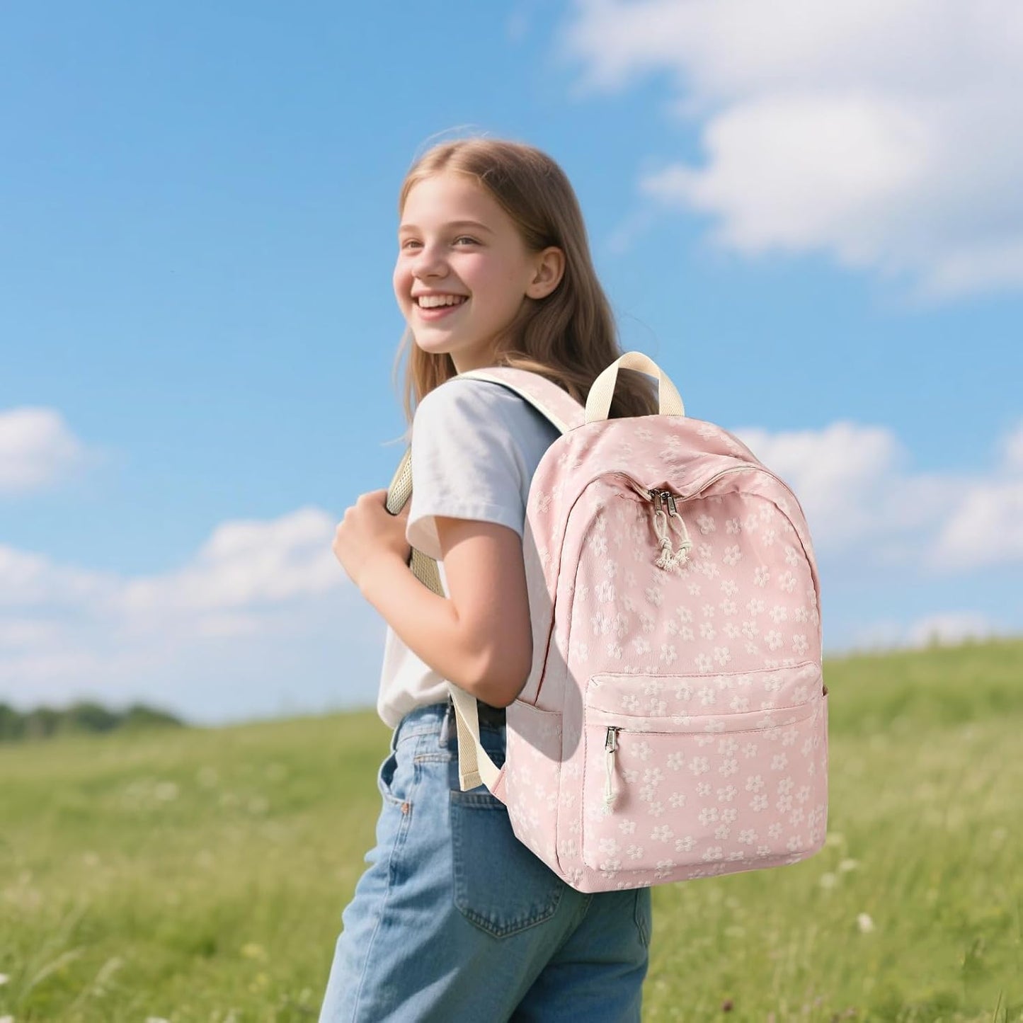 LEDAOU School Backpack Teen Girls Lightweight Bookbag Elementary Middle School Backpacks College Laptop Bag Travel Daypack