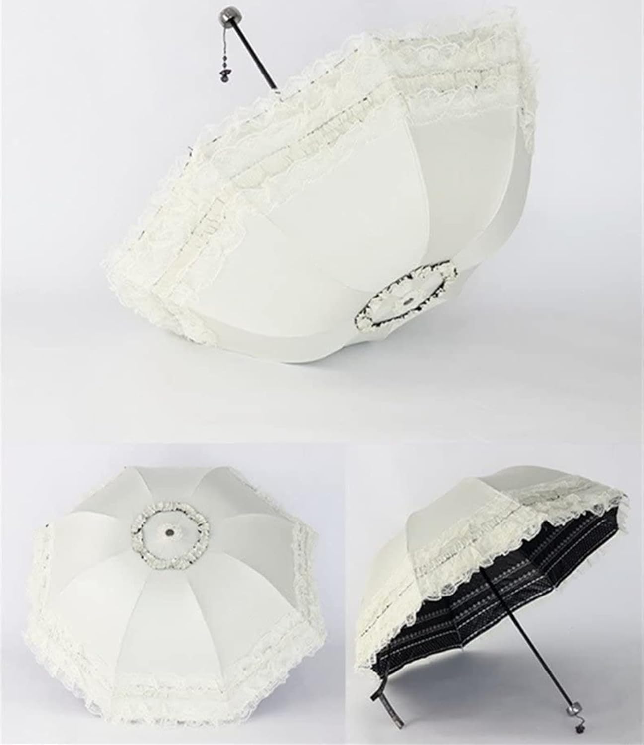 Vintage Lace Parasol Gothic Lolita Umbrella UV Sun Protection Witch Cosplay Photoshoot Props Party Decoration