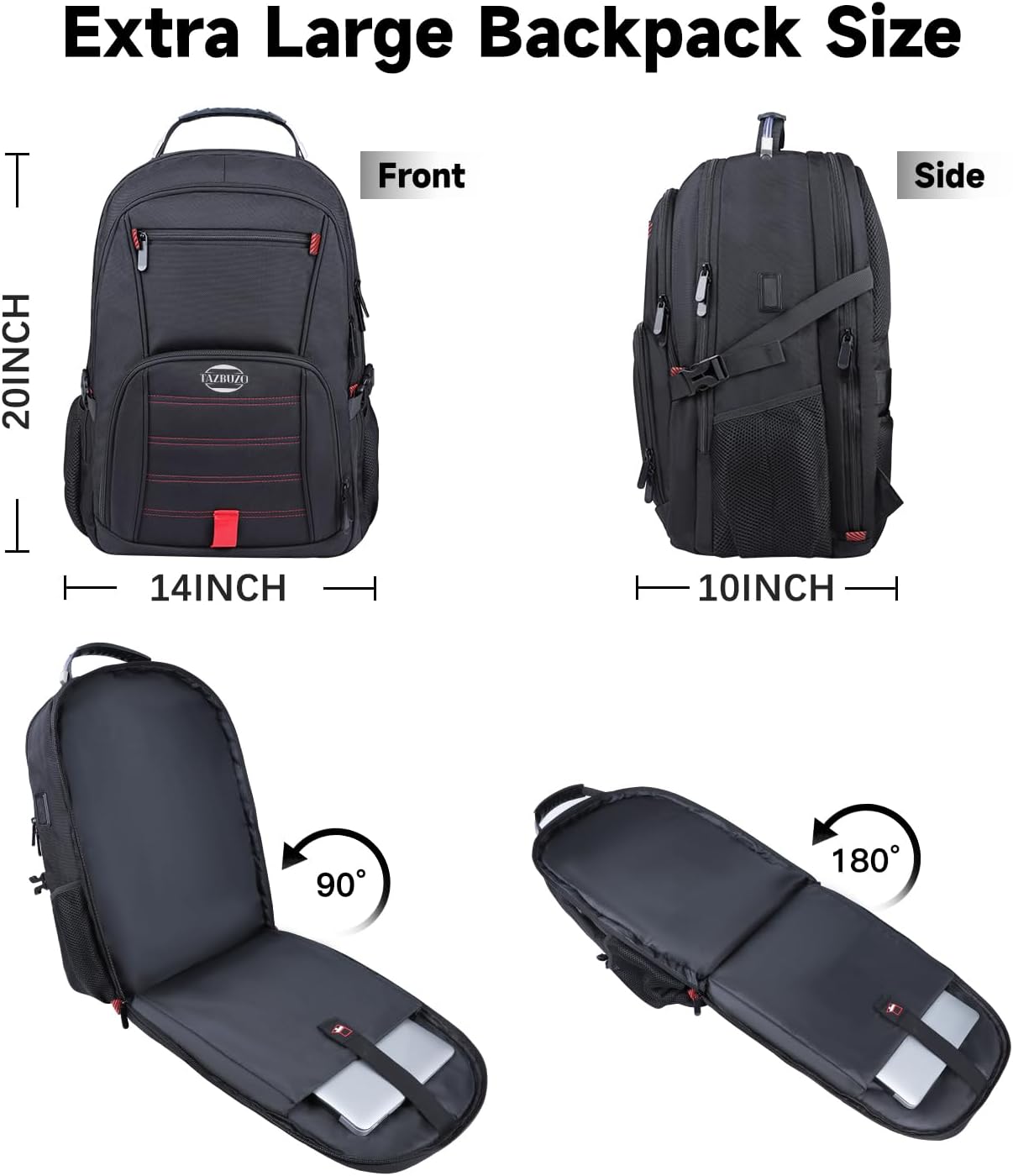 18.4 Inch Travel Laptop Backpack,Extra Large Backpack, Laptop Backpack for Men, 55L Water Resistant TSA Airline Approved Business Work College School Computer Bag with USB Port