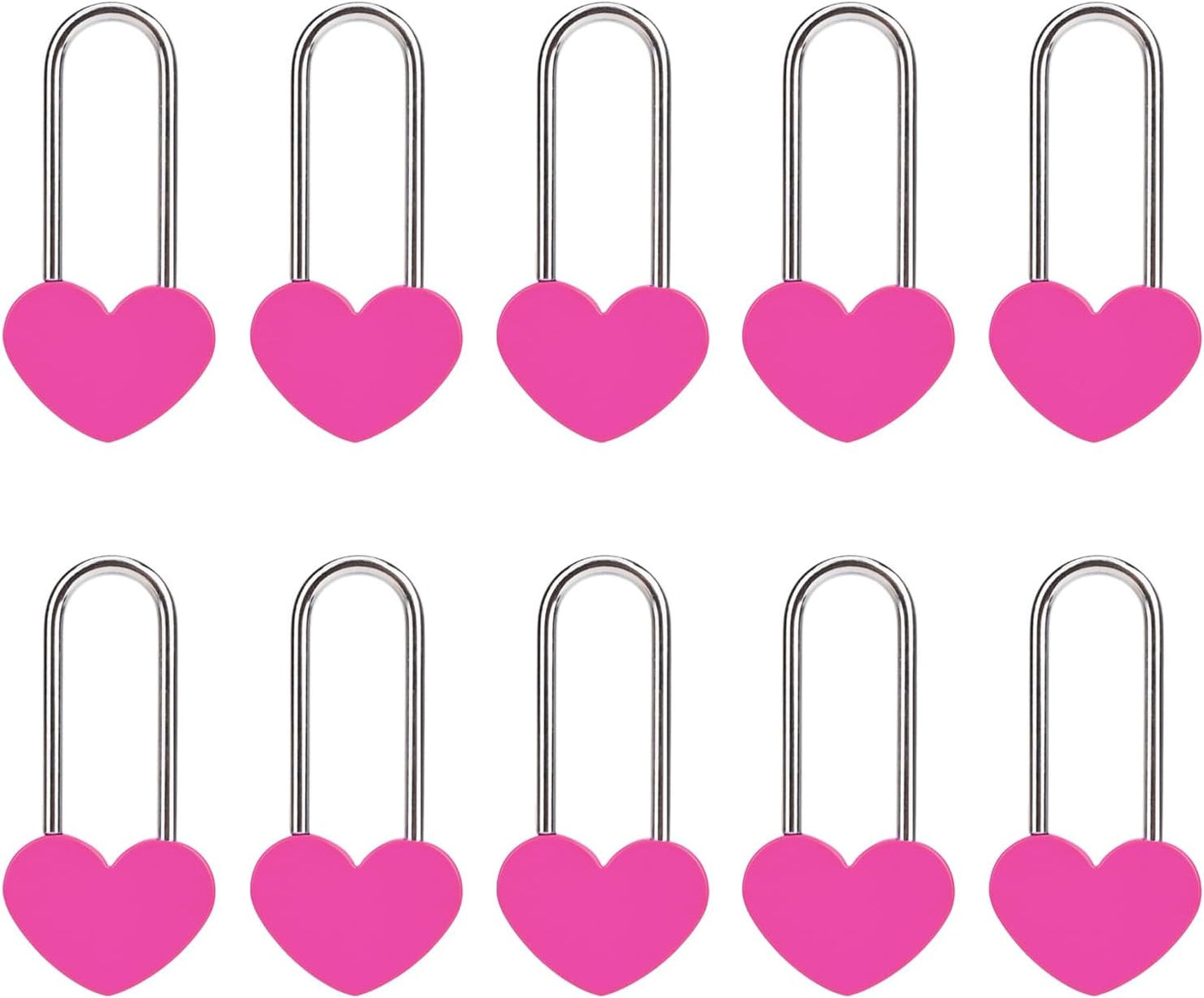 10PCS 3.5" 50mm Love Lock Heart Padlock,Rose Red Single Heart Wish Lock for Lovers Wedding,Valentines,Anniversary,Travel(NO Key)