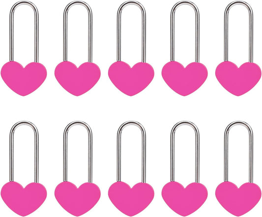 10PCS 3.5" 50mm Love Lock Heart Padlock,Rose Red Single Heart Wish Lock for Lovers Wedding,Valentines,Anniversary,Travel(NO Key)