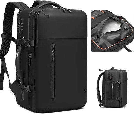 55L Travel Backpack with Built-in Vacuum Seal Backpacks Exapandable Waterproof Air Compression with electronic scale TSA Lock Carry-On Suitcase Luggage Laptop Bag Black