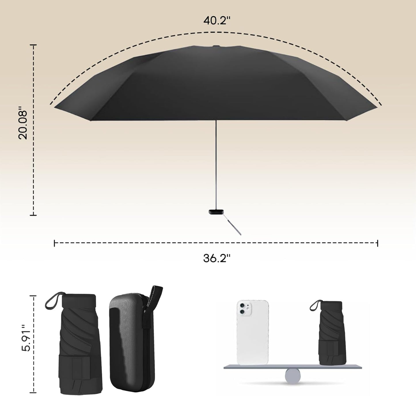 Mini Travel Sun Umbrella for Purse with Case Small Compact UV Protection Folding Umbrella Lightweight Portable Windproof Parasol for Women Girls