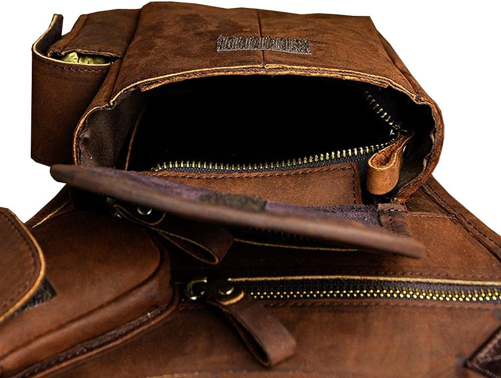 Leather Waist Pack Drop Leg Bag for Men Women Belt Bumbag Multi-Purpose Motorcycle Bike Outdoor Sports Tactical Cycling Riding Hiking Camping Pouch