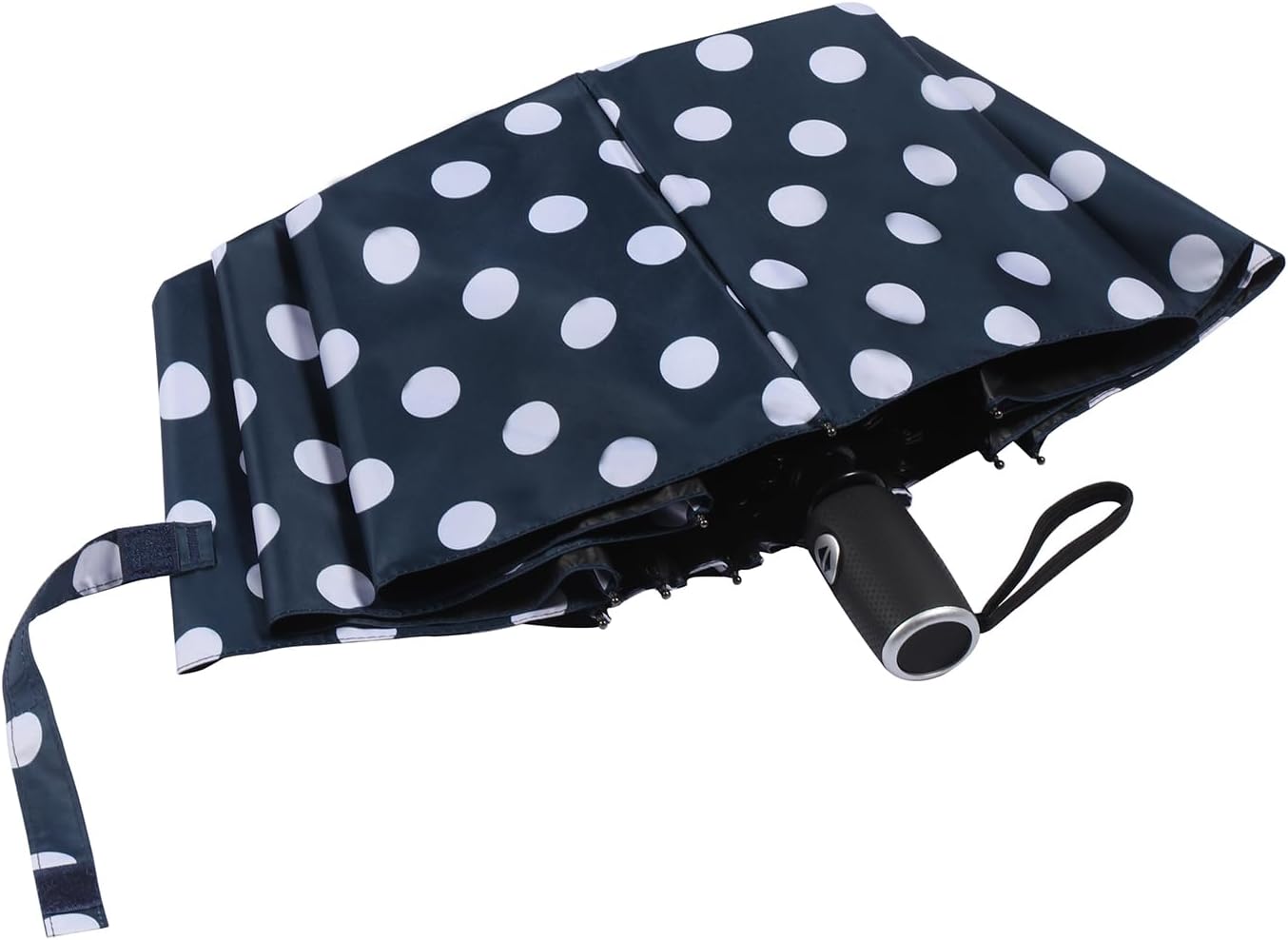 Agaric Cute Polka Dots Large Travel Umbrella for Rain & Sun, 46” UV Protection Auto Open Close Waterproof Folding Umbrella Windproof Compact Umbrella