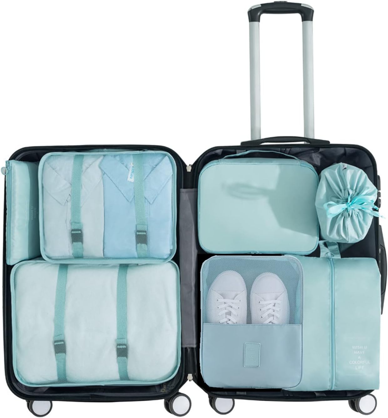 Shoe Bag for Travel, Travel Shoe Bag for Packing, Hold 3 Pairs of Shoes, Travel Essentials for Flying Shoe Organizer Shoe Storage Bag for Travel Light Blue