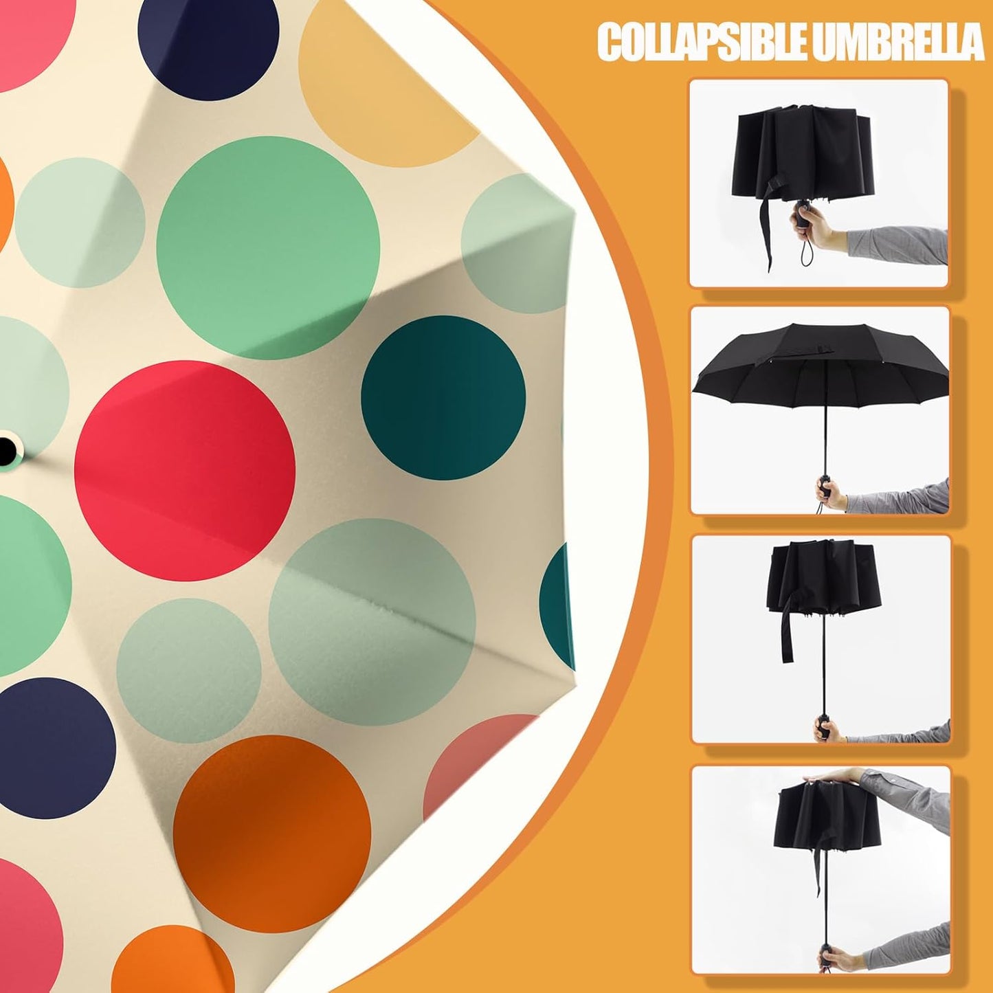 Small Compact Travel Automatic Folding Umbrella for Women, Portable Lightweight, Rain, Wind, UV Sun Shade