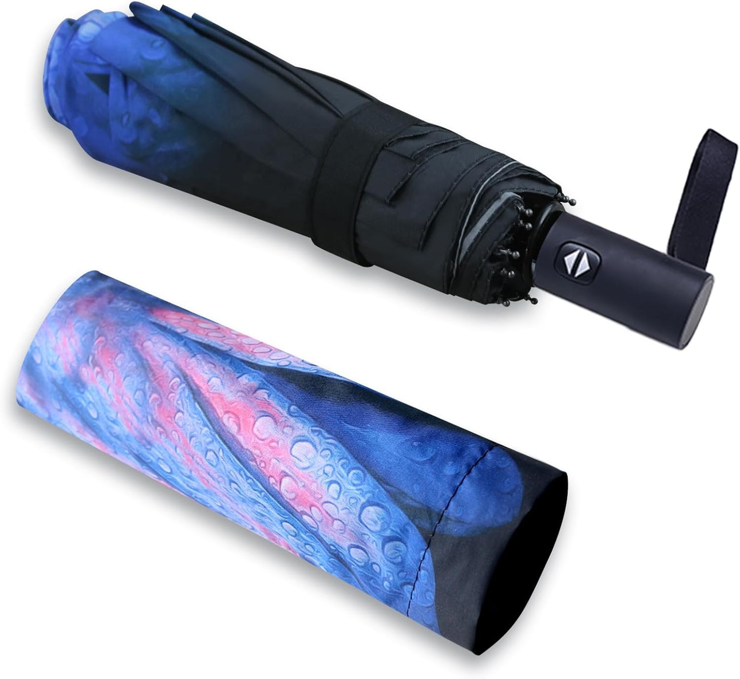 Travel Essentials Umbrella Windproof Compact Collapsible Light, Automatic, Strong and Portable, Wind Resistant Folding Small Umbrella for Rain