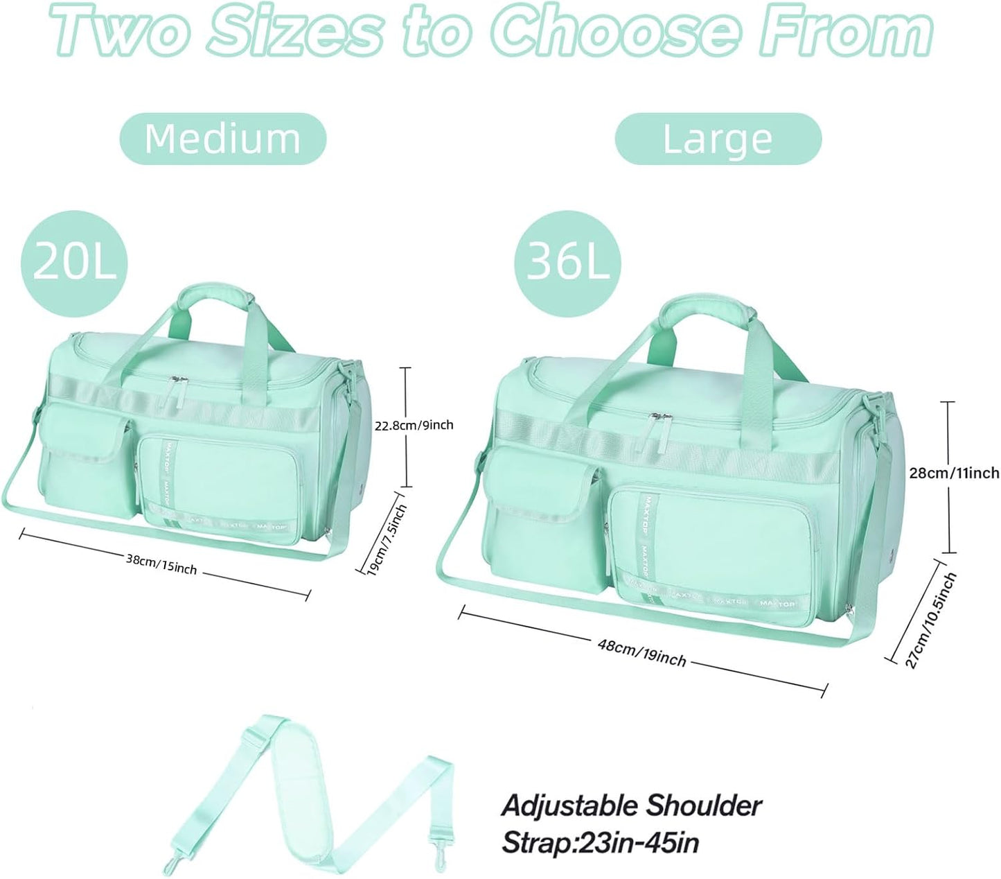 MAXTOP Gym Bag for Women Men Travel Duffle Bag Large Capacity Carry On Weekender Overnight Bag With Shoe Compartment Gym Tote Dry Wet Separation Duffel Bag for Travel