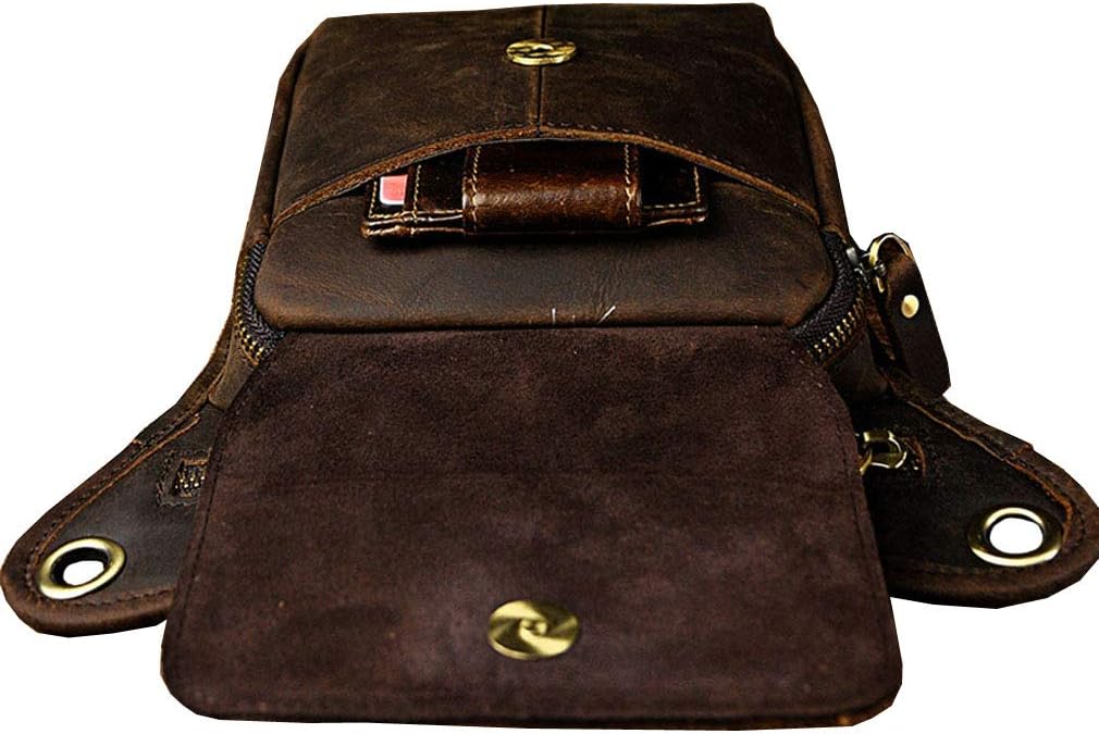 Leather Waist Pack Drop Leg Bag for Men Women Belt Bumbag Multi-Purpose Motorcycle Bike Outdoor Sports Tactical Cycling Riding Hiking Camping Pouch