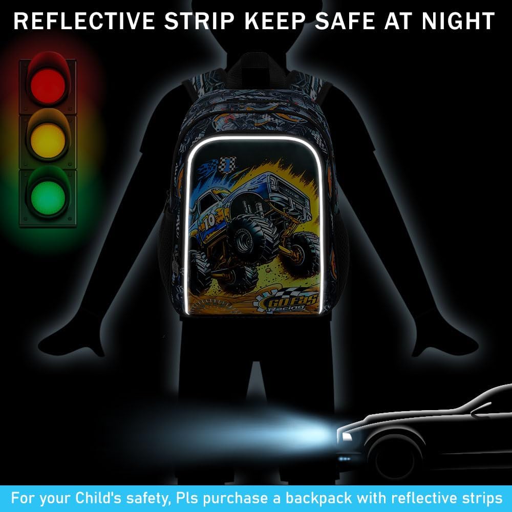 13" Truck Toddler Backpack for Boy, School Kids Bookbag for Preschool Kindergarten(Black)