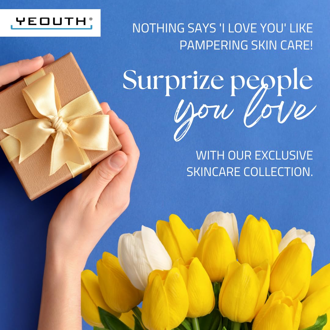 YEOUTH Skin Care Set: Hyaluronic Acid Serum, Vitamin C Serum, Face Cleanser, Toner, Under Eye Gel, Face Cream, 6-Piece Skincare Kit For Women & Men