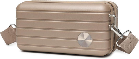 Somago Hard Shell Suitcase Handbag with Adjustable Strap Mini Cosmetic Handbag Cell Phone Purse Bag for 6.9" Shoulder Bag(Noble Golden)