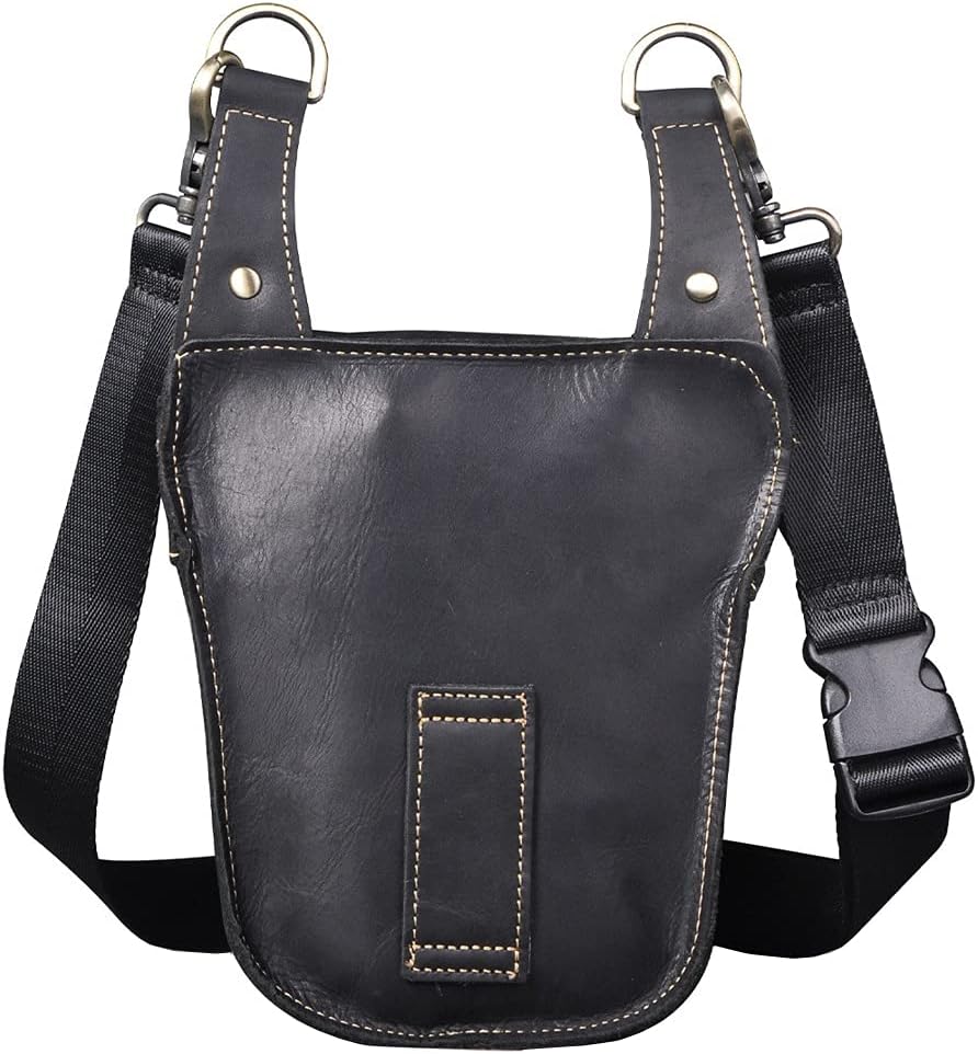 Leather Waist Pack Drop Leg Bag for Men Women Belt Bumbag Multi-Purpose Motorcycle Bike Outdoor Sports Tactical Cycling Riding Hiking Camping Pouch