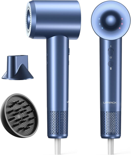 Hair Dryer, 150000 RPM Lightweight High Speed Ionic Blow Dryer for Fast Drying, 500 Million Negative Ions Care & Heat-Control Hairdryer with Magnetic Diffuser & Nozzle, 5 Temps & 3 Speeds