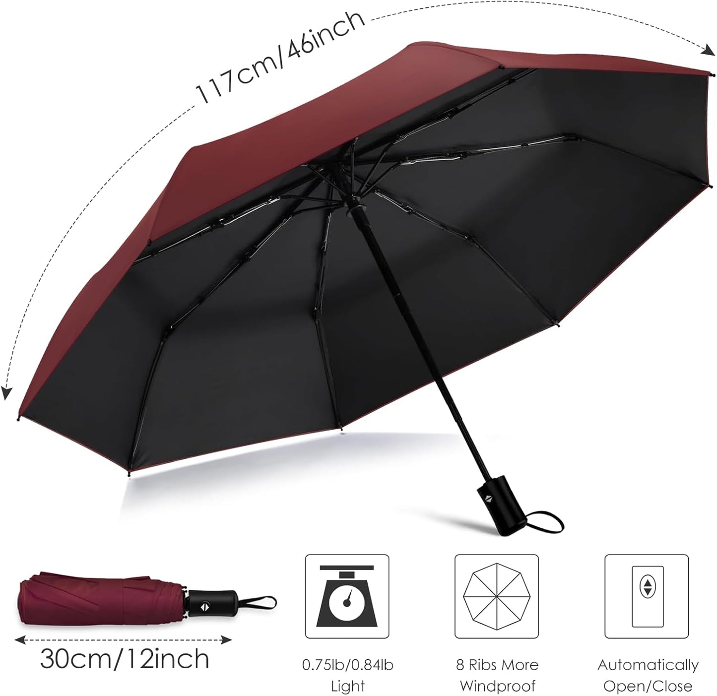 42/46/50inch Compact Umbrella Travel Size Umbrellas for Rain Waterproof And Wind Resistant Auto Open Close UPF 50+ UV Umbrella Sun Umbrellas UV Protection