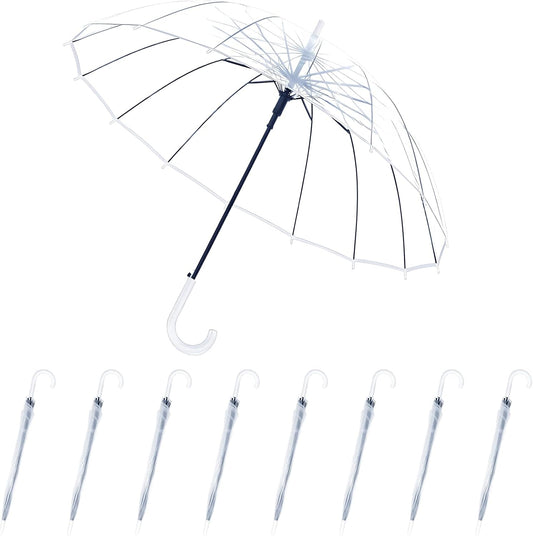 Umbrella Wedding Style Stick Umbrellas Large Windproof Bubble Umbrellas Rain Umbrellas with J Hook Handle for Bride Groom Gift