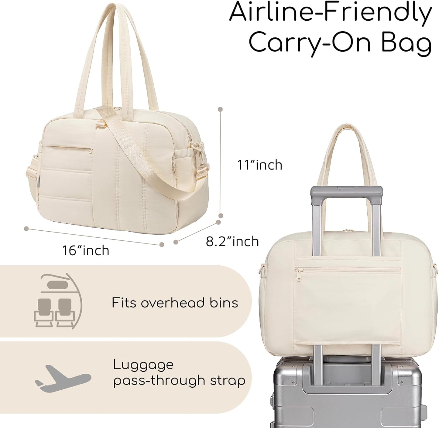 CAMTOP Gym Bag for Women with Yoga Mat Holder,16 Inches Quilted Duffle Bag for Travel Tote with Muiti-Pockets Lightweight Carry on Water resistant Overnight Weekender Personal Item Bags