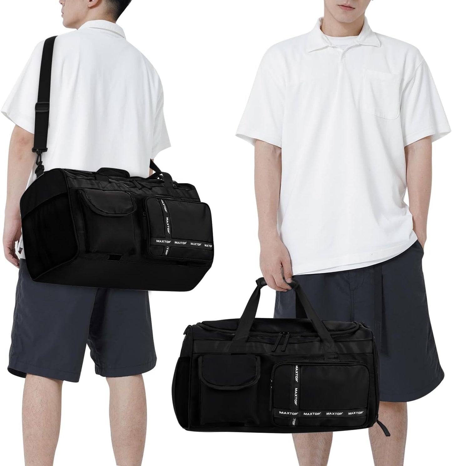 MAXTOP Gym Bag for Women Men Travel Duffle Bag Large Capacity Carry On Weekender Overnight Bag With Shoe Compartment Gym Tote Dry Wet Separation Duffel Bag for Travel