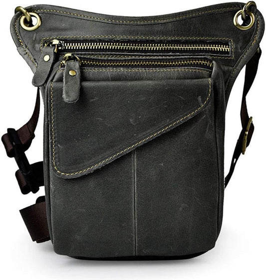 Leather Waist Pack Drop Leg Bag for Men Women Belt Bumbag Multi-Purpose Motorcycle Bike Outdoor Sports Tactical Cycling Riding Hiking Camping Pouch