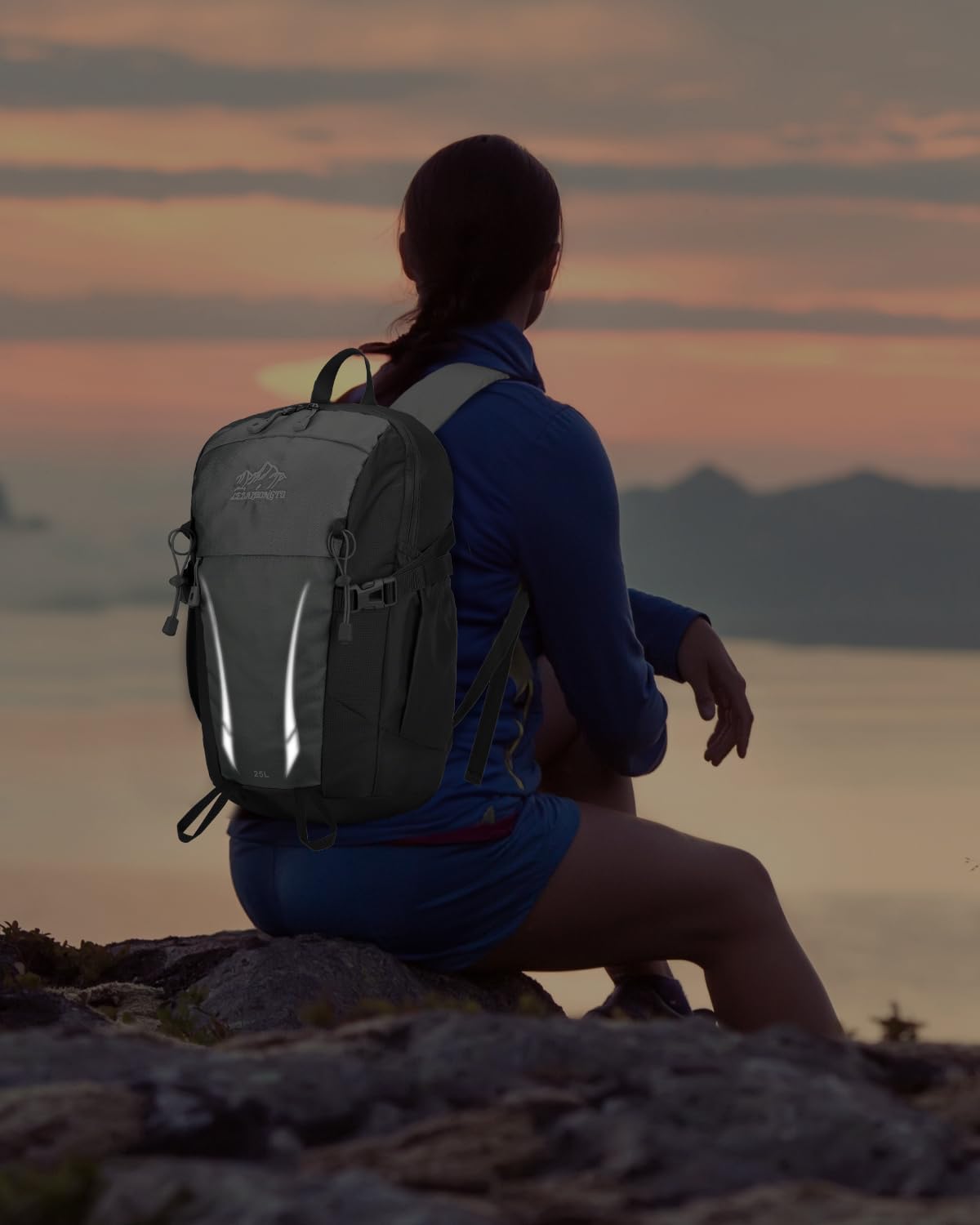 15L Small Padded Hiking Backpack with Chest Strap for Men Women, Lightweight Waterproof Daypack for Travel, Gray