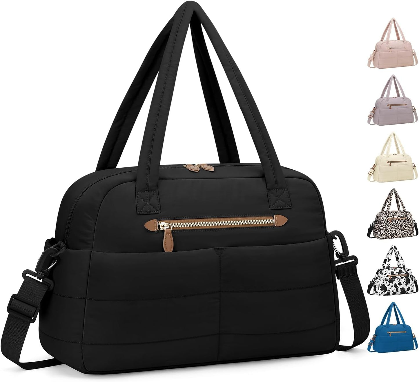 Travel Duffle Bag,Puffer Carry On Duffel Bag with Laptop Compartment Waterproof Overnight Weekender Bags for Women Large Hospital Tote Bags for Labor and Delivery(Large,Black)