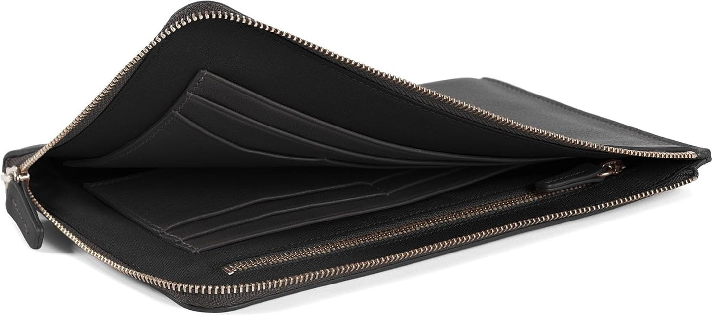 Leatherology RFID Black Onyx Slim Zip Travel Wallet - Compact and lightweight, Versatile storage, Zip closure