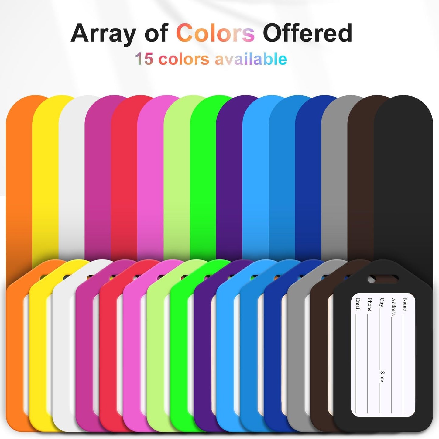 18 Pack Luggage Tag Bright Luggage Tags for Suitcases Bag Tags Name Tags for Kids Travel Accessories Must Haves by Sodsay (Black)