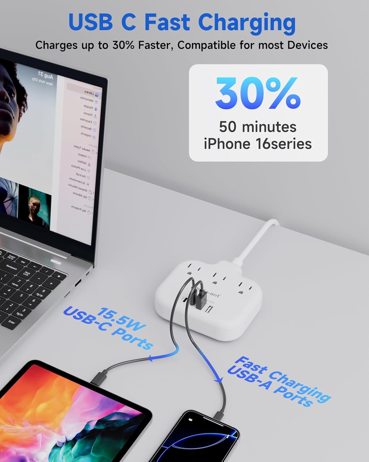 Thailand Power Adapter with 4FT Extension Cord, meta-ant Thailand Plug Adapter with 3 American Outlets 4 USB Ports(2 USB-C), Type O Adapter for US to Thailand