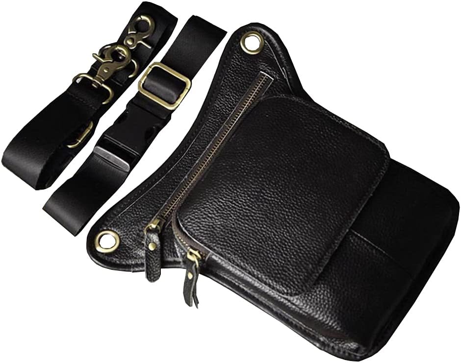 Leather Waist Pack Drop Leg Bag for Men Women Belt Bumbag Multi-Purpose Motorcycle Bike Outdoor Sports Tactical Cycling Riding Hiking Camping Pouch