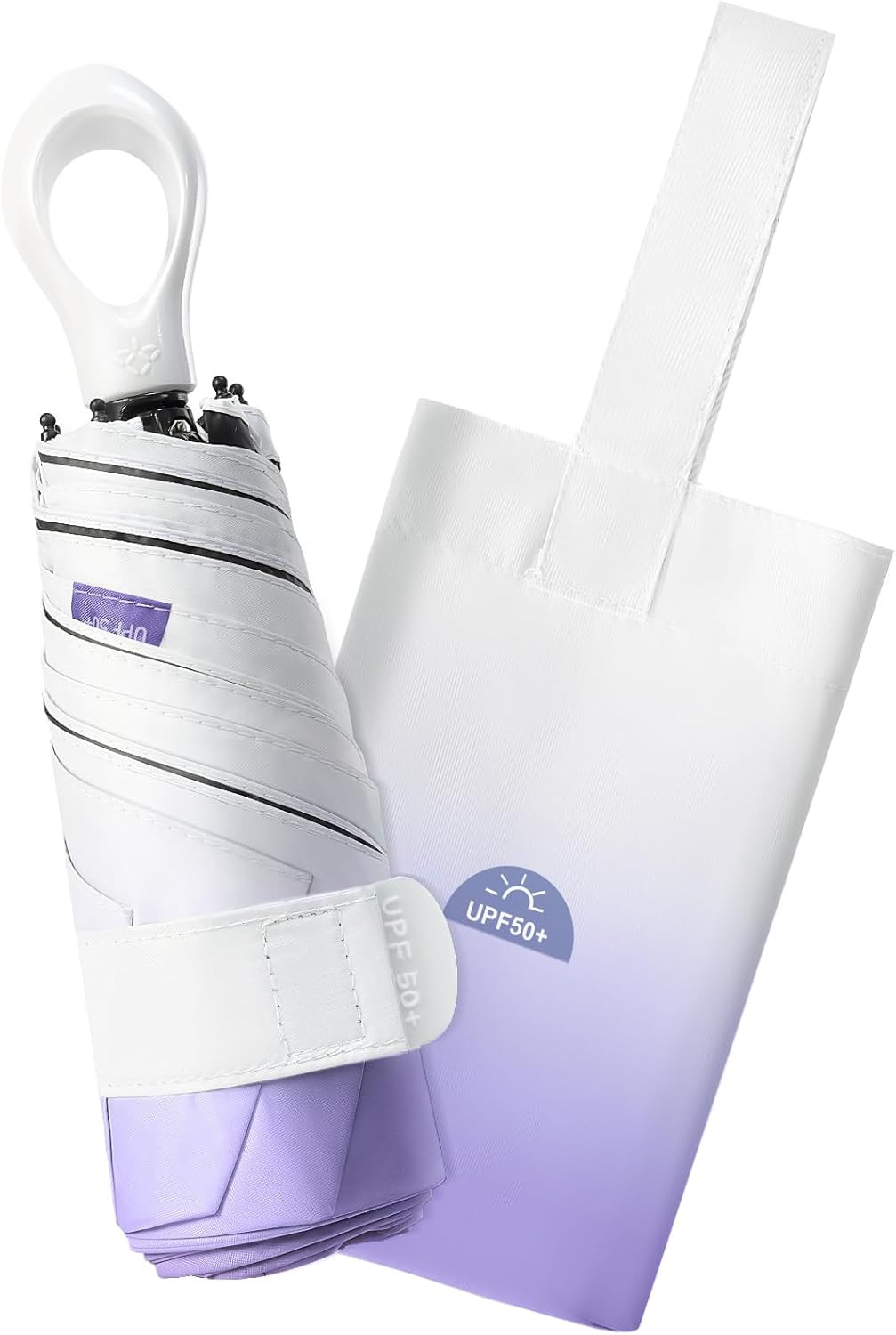 LEAGERA Mini Travel Umbrella UPF 50+ - Folding Portable Compact Umbrella for Purse Lightweight Tiny Trendy UV Protection Umbrellas for Women Girls