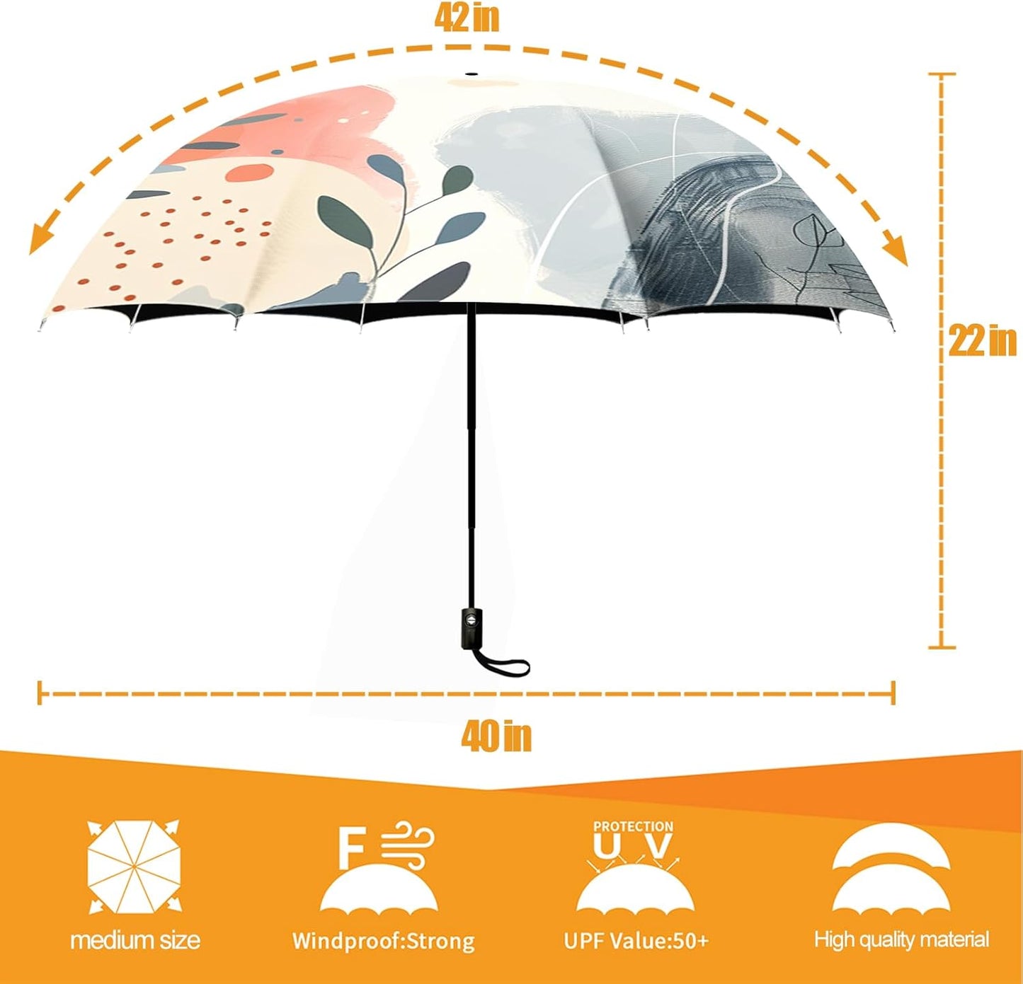 Small Compact Travel Automatic Folding Umbrella for Women, Portable Lightweight, Rain, Wind, UV Sun Shade