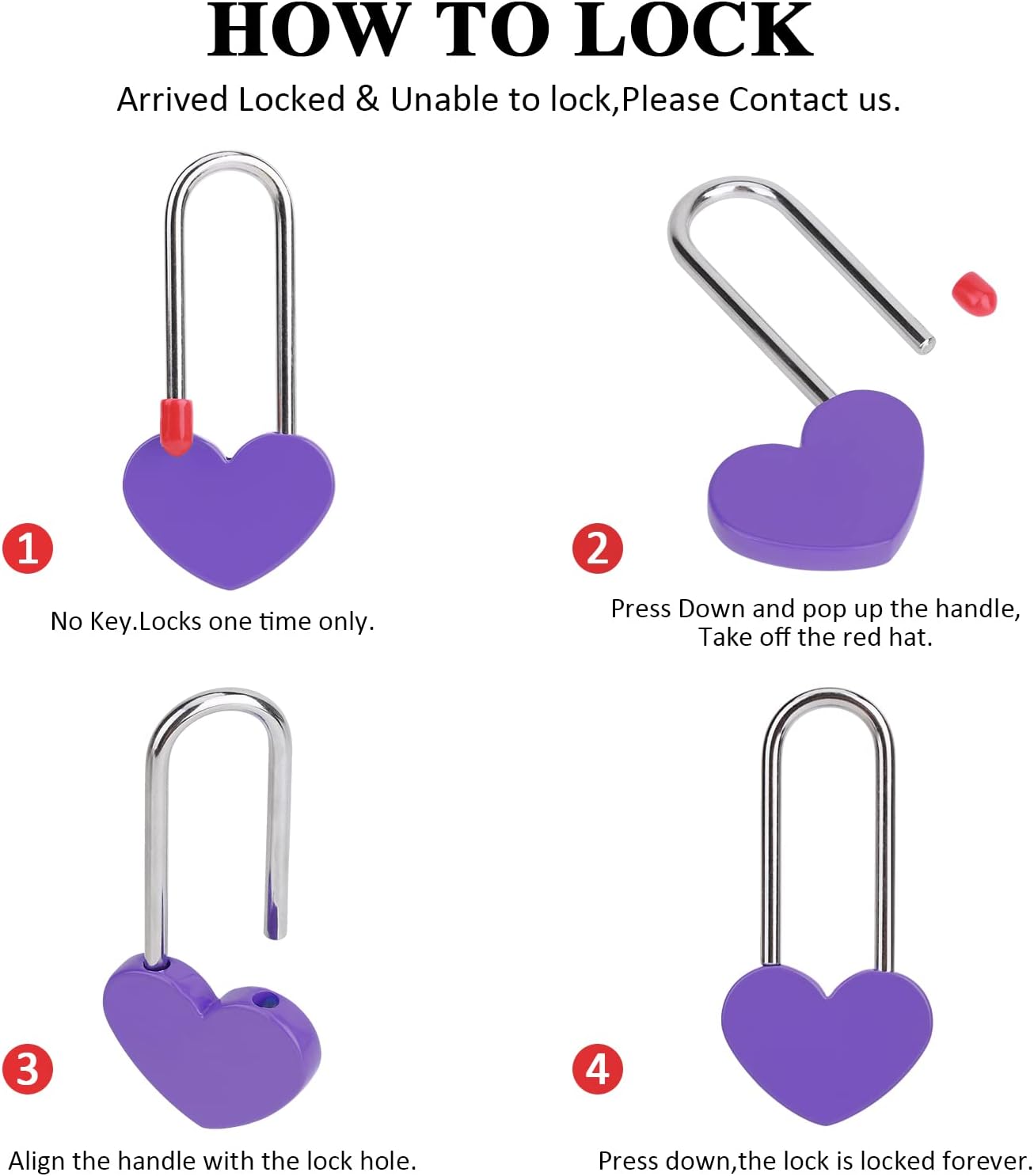 100PCS 3.5" 50mm Love Lock Heart Padlock,Purple Single Heart Wish Lock for Lovers Wedding,Valentines,Anniversary,Travel(NO Key)