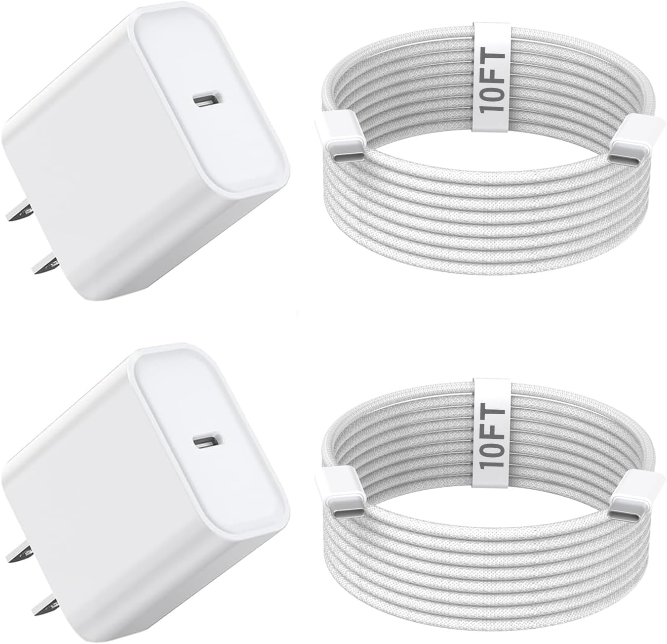 10FT iPhone 16 15 Charger Fast Charging,2Pack 20W Type C Chargers USB C Block 10Foot USB C to USB C Woven Cable, Apple i Phone 16 Charger for iPhone 16/16 Plus/16 Pro/16 Pro Max/iPhone 15 Pro Max/iPad
