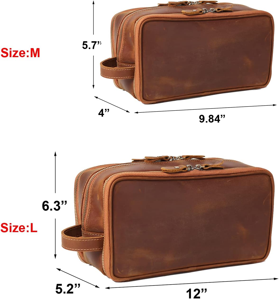 Personalized Leather Toiletry Bag for Men Travel Shaving Dopp Kit-Large Cosmetic Bags Toiletries Bathroom Organizer